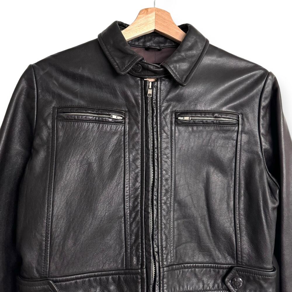Vintage Banana Republic Dark Brown Military Heavy Leather Jacket Women's Size S - Picture 3 of 12